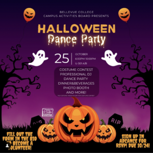Halloween Dance Party Friday, Oct. 25, 6 - 10 PM in U301